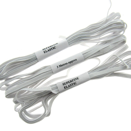 Flat Corded Knicker Elastic Bundles 3 x 3m - Approx. 5mm Wide - Superfine - ThreadandTrimmings
