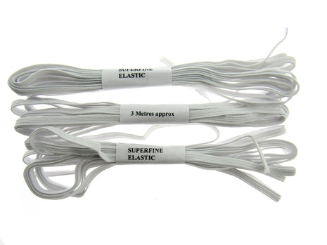 Flat Corded Knicker Elastic Bundles 3 x 3m - Approx. 5mm Wide - Superfine - ThreadandTrimmings