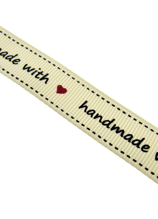 Bertie's Ivory "Handmade with Love Symbol" 16mm - Grosgrain -  BTB010