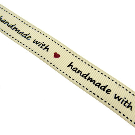 Bertie's Ivory "Handmade with Love Symbol" 16mm - Grosgrain -  BTB010