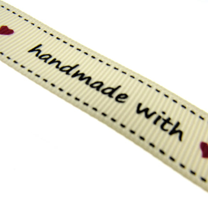 Bertie's Ivory "Handmade with Love Symbol" 16mm - Grosgrain -  BTB010