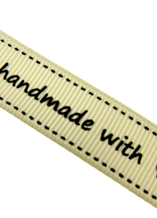 Bertie's Ivory "Handmade with Love Symbol" 16mm - Grosgrain -  BTB010