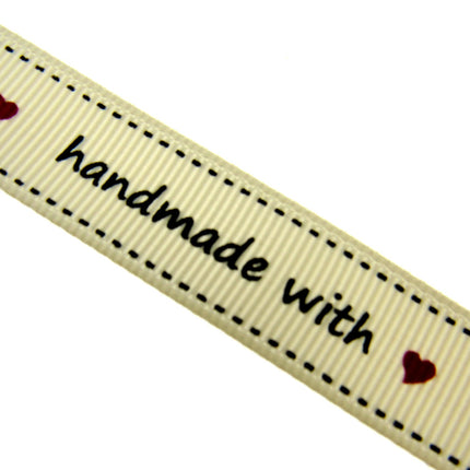 Bertie's Ivory "Handmade with Love Symbol" 16mm - Grosgrain -  BTB010