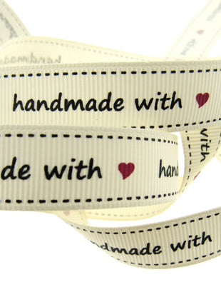 Bertie's Ivory "Handmade with Love Symbol" 16mm - Grosgrain -  BTB010