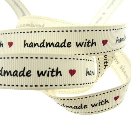 Bertie's Ivory "Handmade with Love Symbol" 16mm - Grosgrain -  BTB010