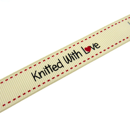 Bertie's  Ivory "Knitted with Love" 16mm - Grosgrain - BTB150 - ThreadandTrimmings