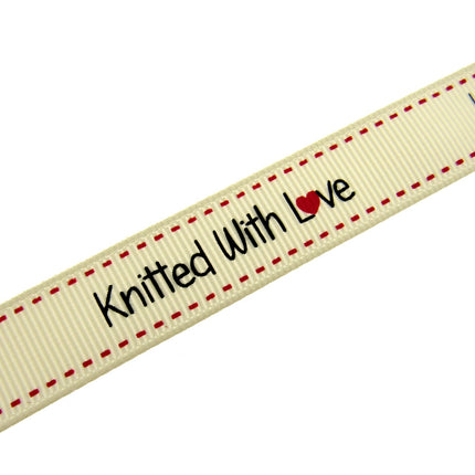 Bertie's  Ivory "Knitted with Love" 16mm - Grosgrain - BTB150 - ThreadandTrimmings