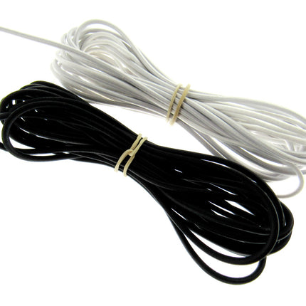 Thin Round Elastic Hat Elastic by Habicraft 1mm 1.5mm 2mm 3mm In Black or White - ThreadandTrimmings