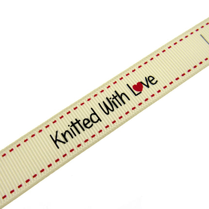 Bertie's  Ivory "Knitted with Love" 16mm - Grosgrain - BTB150 - ThreadandTrimmings