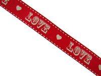 3m x RED "LOVE with White Heart" Valentines Ribbon by Berties Bows BTB085