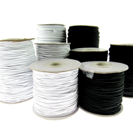 Thin Round Elastic Hat Elastic by Habicraft 1mm 1.5mm 2mm 3mm In Black or White - ThreadandTrimmings