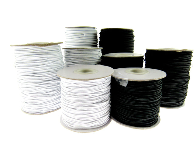 Thin Round Elastic Hat Elastic by Habicraft 1mm 1.5mm 2mm 3mm In Black or White - ThreadandTrimmings