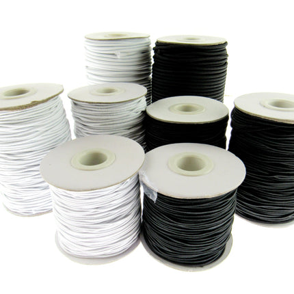 Thin Round Elastic Hat Elastic by Habicraft 1mm 1.5mm 2mm 3mm In Black or White - ThreadandTrimmings