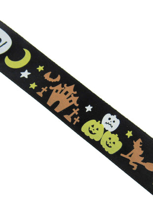 Black Satin Halloween Ribbon Graveyard & Flying Witch - 3m x 25mm - 55027