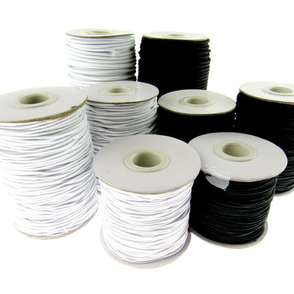 Thin Round Elastic Hat Elastic by Habicraft 1mm 1.5mm 2mm 3mm In Black or White - ThreadandTrimmings