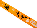 Orange Satin Halloween Ribbon With BOO, Ghosts & Flying Witch -3m x 25mm - 55028