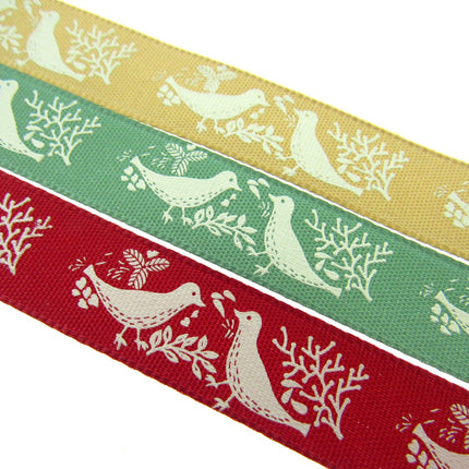 Christmas Turtle Dove Ribbon by Berisfords - 3m Length - 15mm Wide - Peace