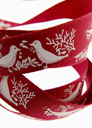 Christmas Turtle Dove Ribbon by Berisfords - 3m Length - 15mm Wide - Peace