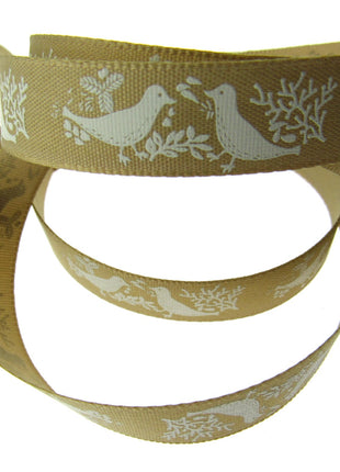 Christmas Turtle Dove Ribbon by Berisfords - 3m Length - 15mm Wide - Peace
