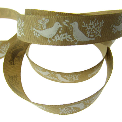 Christmas Turtle Dove Ribbon by Berisfords - 3m Length - 15mm Wide - Peace