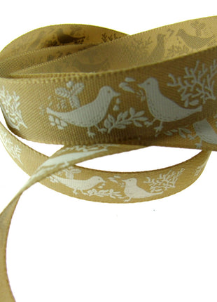 Christmas Turtle Dove Ribbon by Berisfords - 3m Length - 15mm Wide - Peace