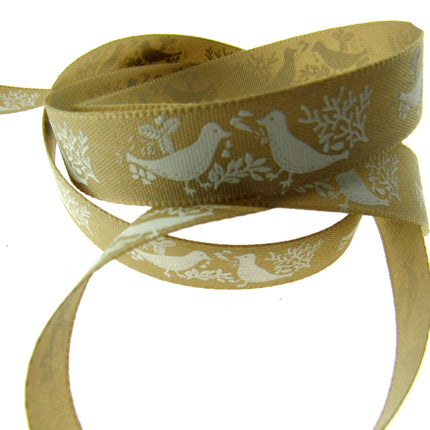 Christmas Turtle Dove Ribbon by Berisfords - 3m Length - 15mm Wide - Peace