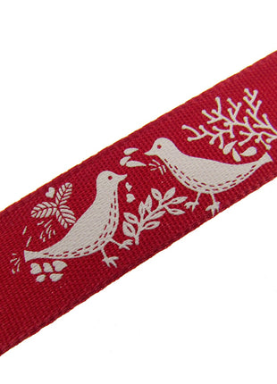 Christmas Turtle Dove Ribbon by Berisfords - 3m Length - 15mm Wide - Peace