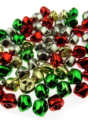 Christmas Jingle Bells - 100 Mixed Colour Pack - Xmas Charms & Pendants