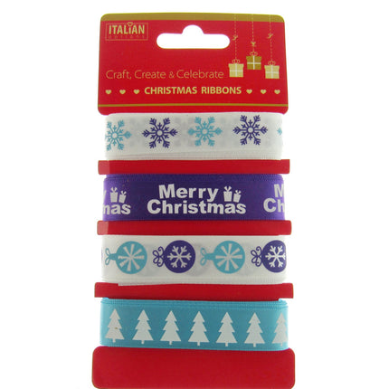 Mixed Christmas Ribbon by Italian Options - 12mm x 4 Designs x 2m Lengths