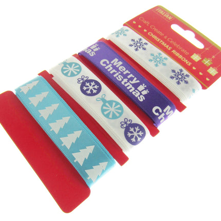 Mixed Christmas Ribbon by Italian Options - 12mm x 4 Designs x 2m Lengths