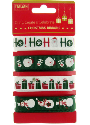Mixed Christmas Ribbon by Italian Options - 12mm x 4 Designs x 2m Lengths