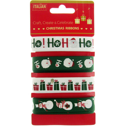 Mixed Christmas Ribbon by Italian Options - 12mm x 4 Designs x 2m Lengths