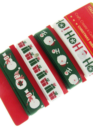 Mixed Christmas Ribbon by Italian Options - 12mm x 4 Designs x 2m Lengths