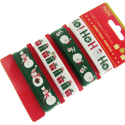 Mixed Christmas Ribbon by Italian Options - 12mm x 4 Designs x 2m Lengths
