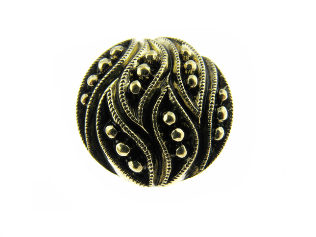 Round Ornate Antique Gold Button All Over Leaf Plastic Shank 5xSizes CX34 - ThreadandTrimmings