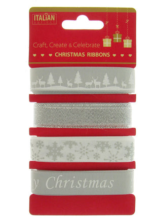 Mixed Christmas Ribbon by Italian Options - 12mm x 4 Designs x 2m Lengths