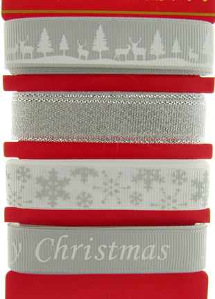 Mixed Christmas Ribbon by Italian Options - 12mm x 4 Designs x 2m Lengths