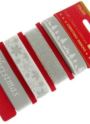 Mixed Christmas Ribbon by Italian Options - 12mm x 4 Designs x 2m Lengths