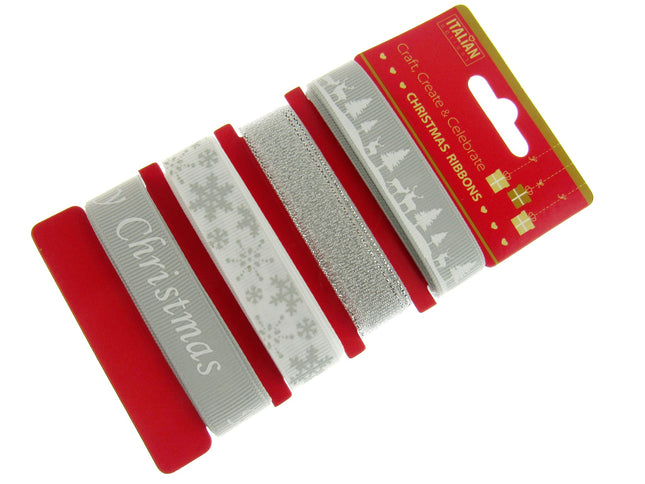 Christmas Ribbon Italian Options Winter Wonderland 12mm Satin Grosgrain 4 x 2m