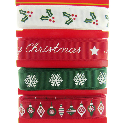 Mixed Christmas Ribbon by Italian Options - 12mm x 4 Designs x 2m Lengths