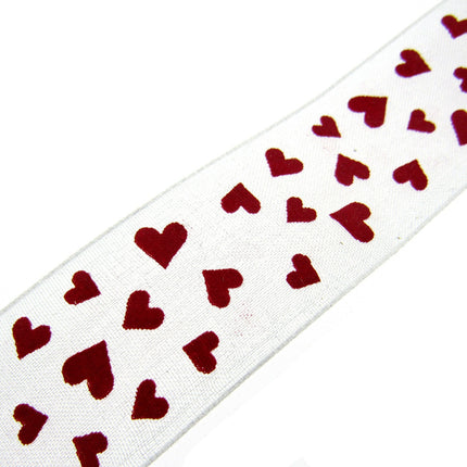 Heart Organza Ribbon with Red Love Hearts for Valentines Day - 5m x 25mm