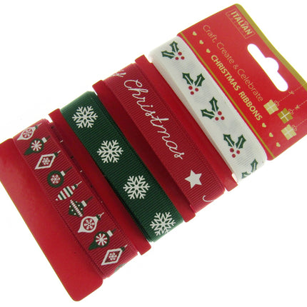 Mixed Christmas Ribbon by Italian Options - 12mm x 4 Designs x 2m Lengths
