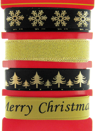 Mixed Christmas Ribbon by Italian Options - 12mm x 4 Designs x 2m Lengths
