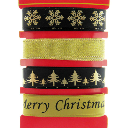 Mixed Christmas Ribbon by Italian Options - 12mm x 4 Designs x 2m Lengths