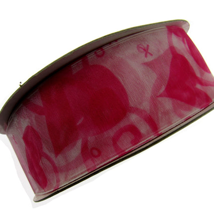 5m x 38mm Organza Ribbon with Pink Love Hearts for Valentines Day - ThreadandTrimmings