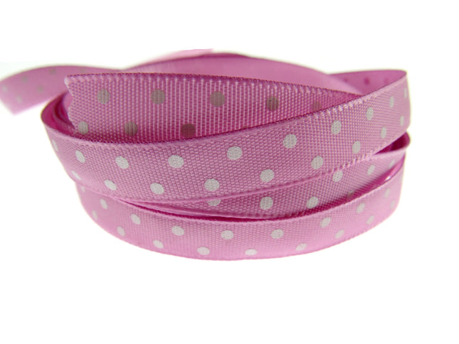 Polka Dot Spotty Satin Ribbon 10mm Ribbon with Woven Edge  8 Colours - ThreadandTrimmings