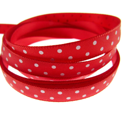 Polka Dot Spotty Satin Ribbon 10mm Ribbon with Woven Edge  8 Colours - ThreadandTrimmings