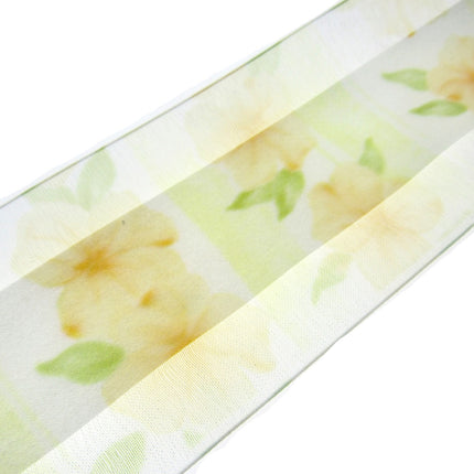 5m x 68mm Lemon Organza Ribbon with Yellow Daisy on Central Satin Ribbon