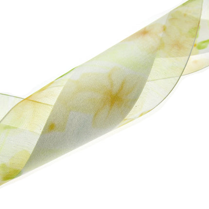 5m x 68mm Lemon Organza Ribbon with Yellow Daisy on Central Satin Ribbon