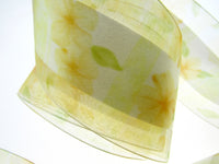 5m x 68mm Lemon Organza Ribbon with Yellow Daisy on Central Satin Ribbon